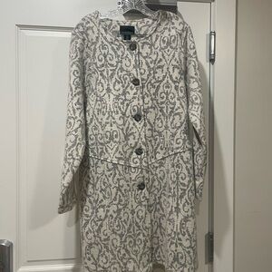 Cynthia Rowley Cream and Gray Textured Coat size 1x